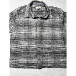 Jason Wu Fleece Snap Front Jacket Gray Plaid XL Soft Cozy Outerwear